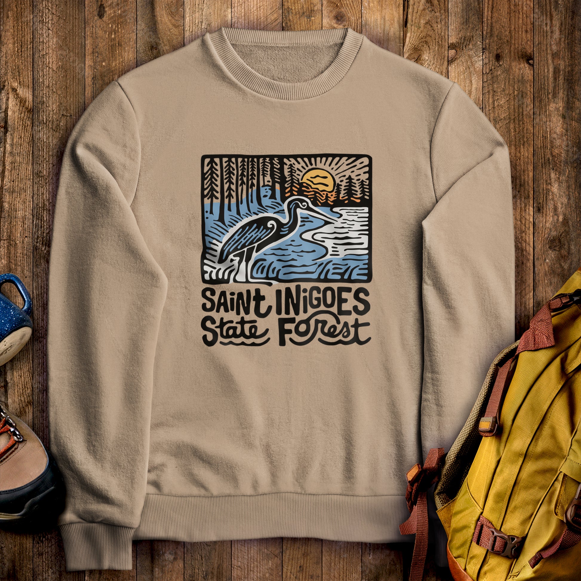 Saint Inigoes State Forest Crewneck Sweatshirt Sand Adventure and Outdoors Themed Sweatshirt