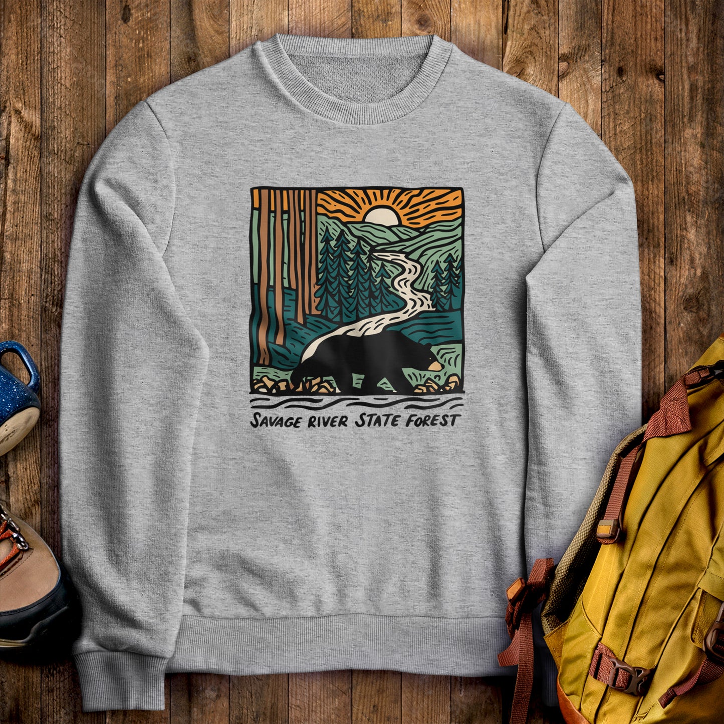 Savage River State Forest Crewneck Sweatshirt Sport Grey Adventure and Outdoors Themed Sweatshirt