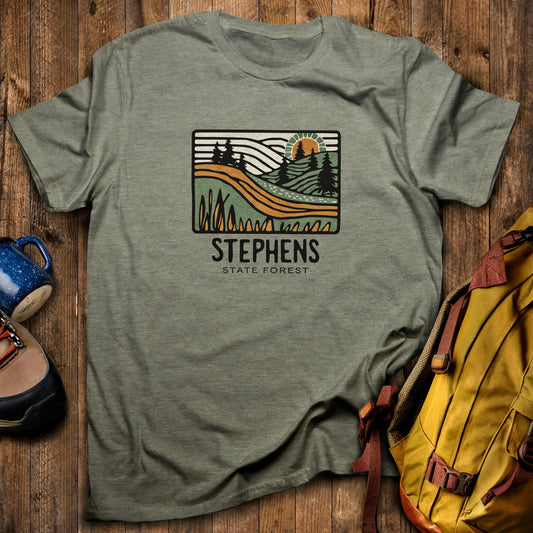Stephens State Forest T-Shirt Heather Military Green Adventure and Outdoors Themed T-Shirt