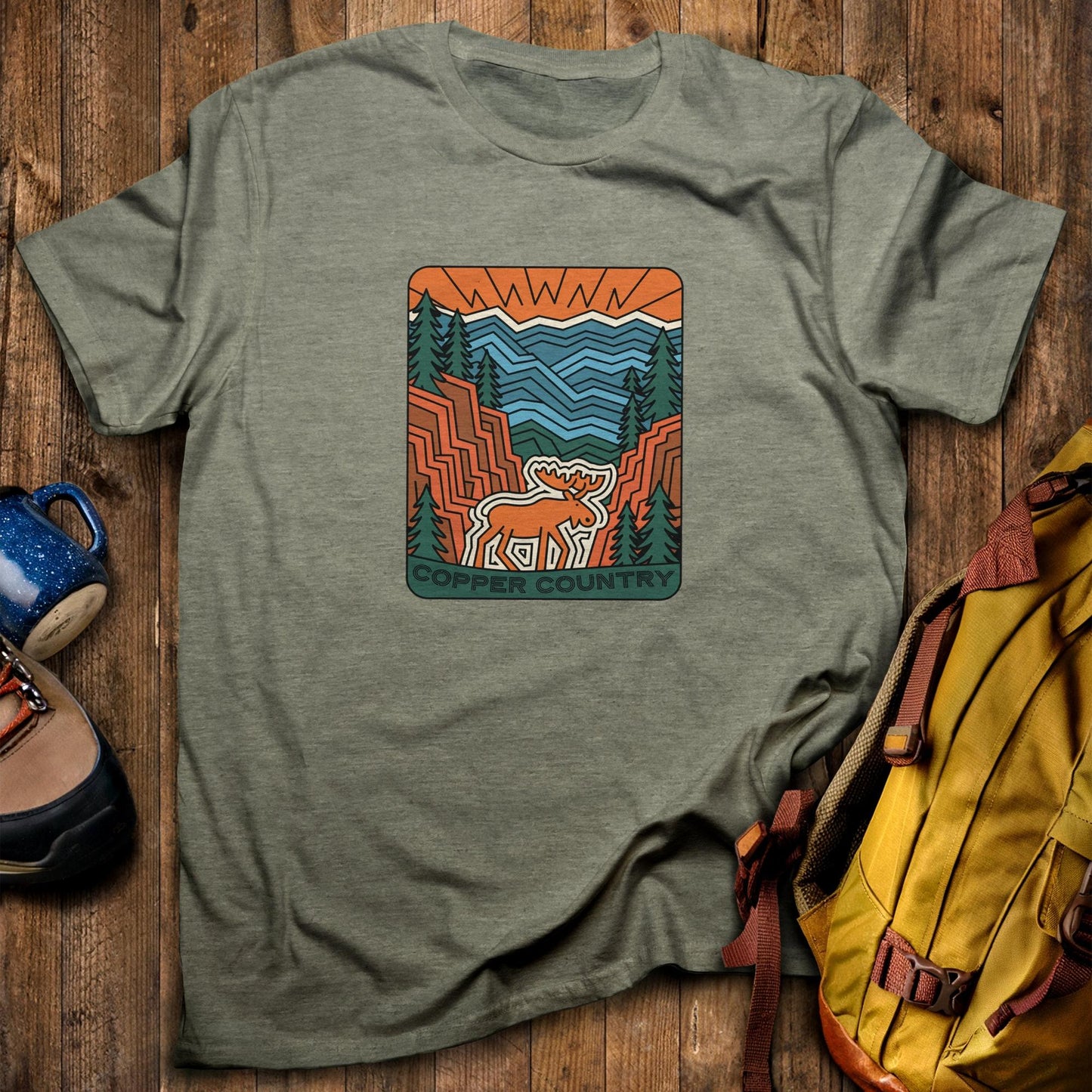 Copper Country State Forest T-Shirt Heather Military Green Adventure and Outdoors Themed T-Shirt