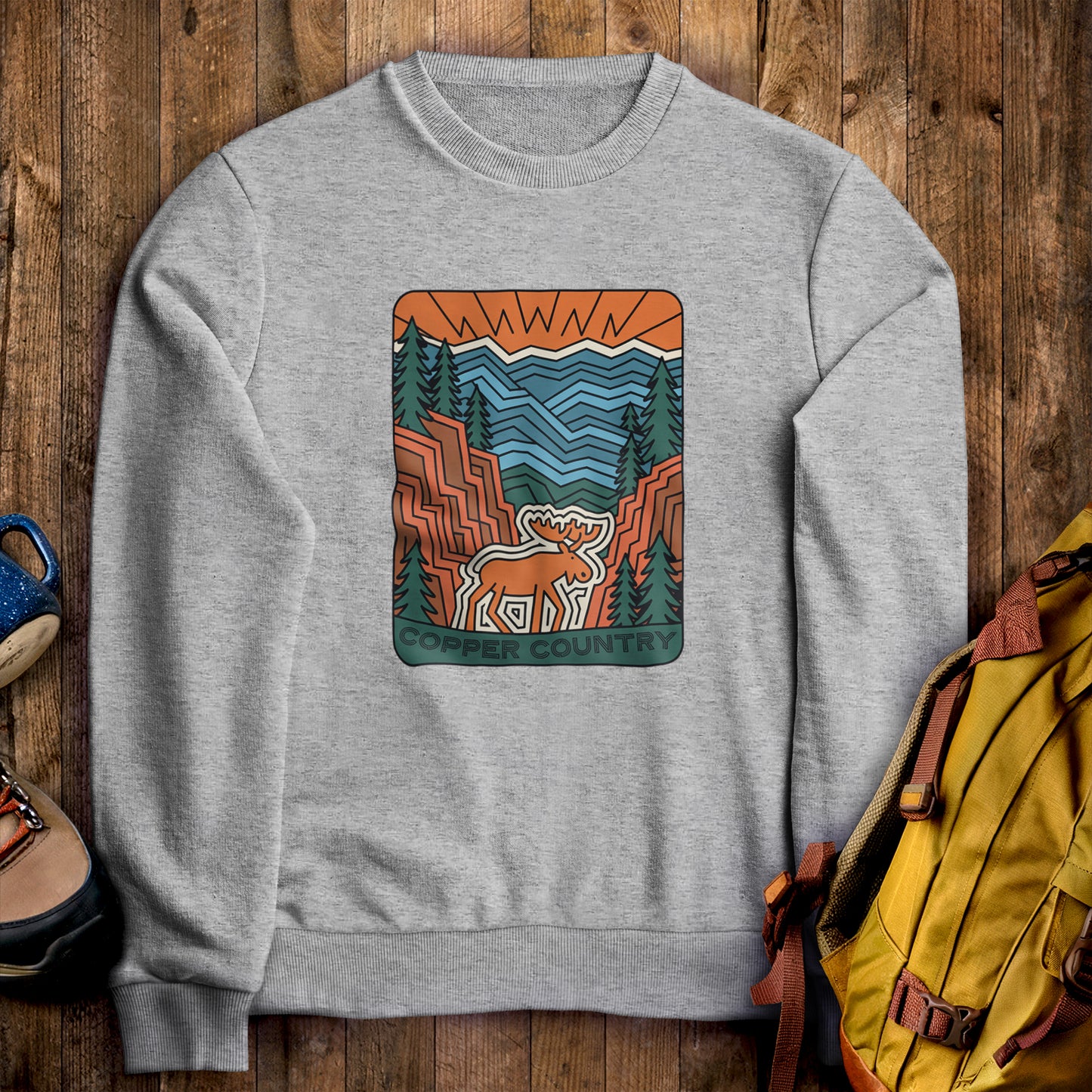 Copper Country State Forest Crewneck Sweatshirt Sport Grey Adventure and Outdoors Themed Sweatshirt