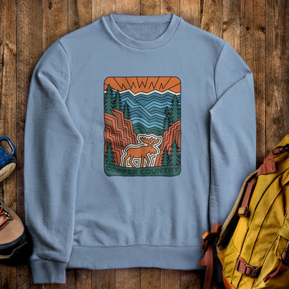 Copper Country State Forest Crewneck Sweatshirt Stone Blue Adventure and Outdoors Themed Sweatshirt