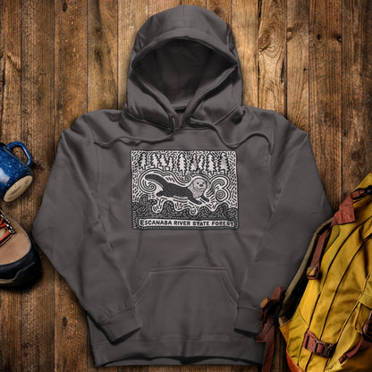 Escanaba River State Forest Hoodie Charcoal Adventure and Outdoors Themed Hoodie