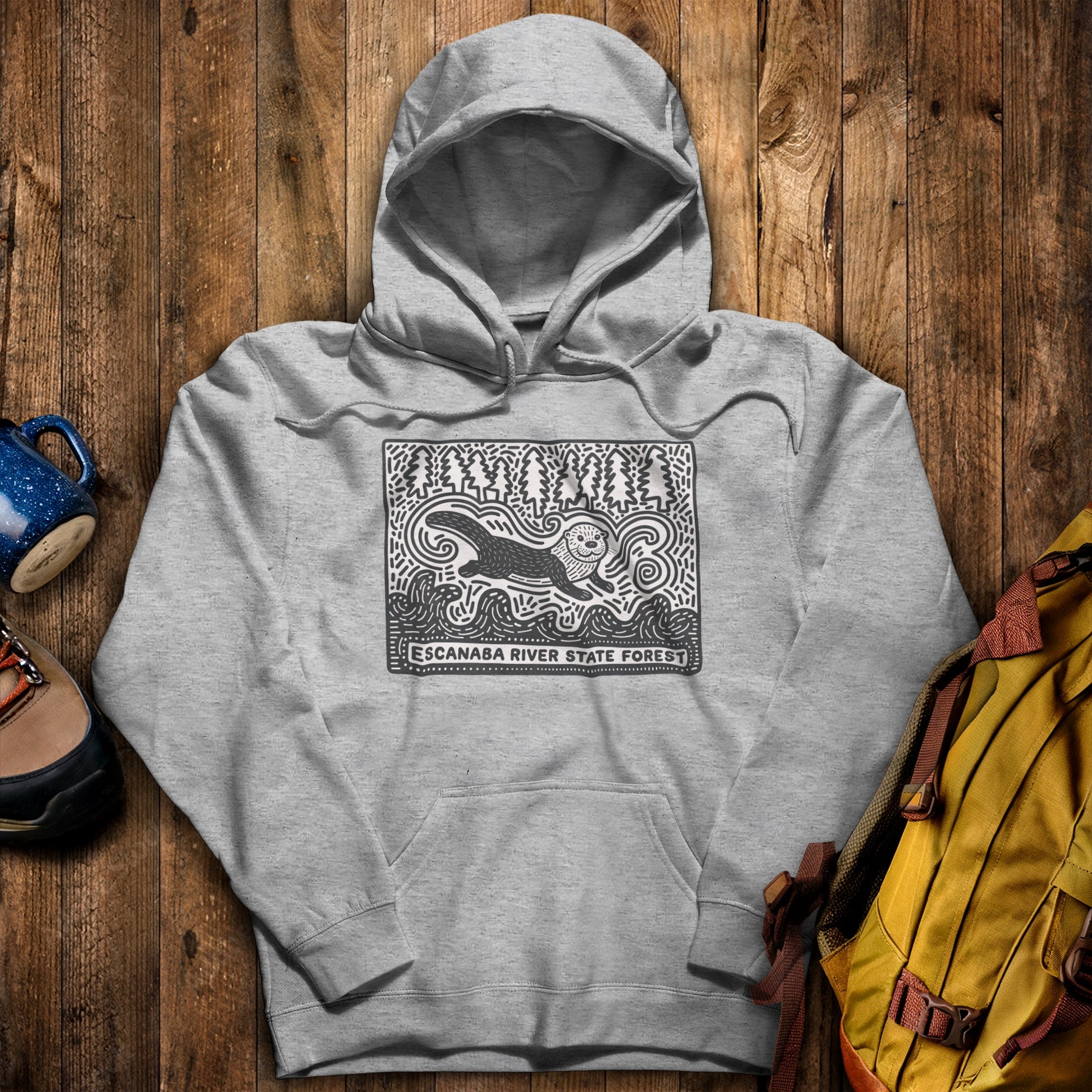 Escanaba River State Forest Hoodie Sport Grey Adventure and Outdoors Themed Hoodie