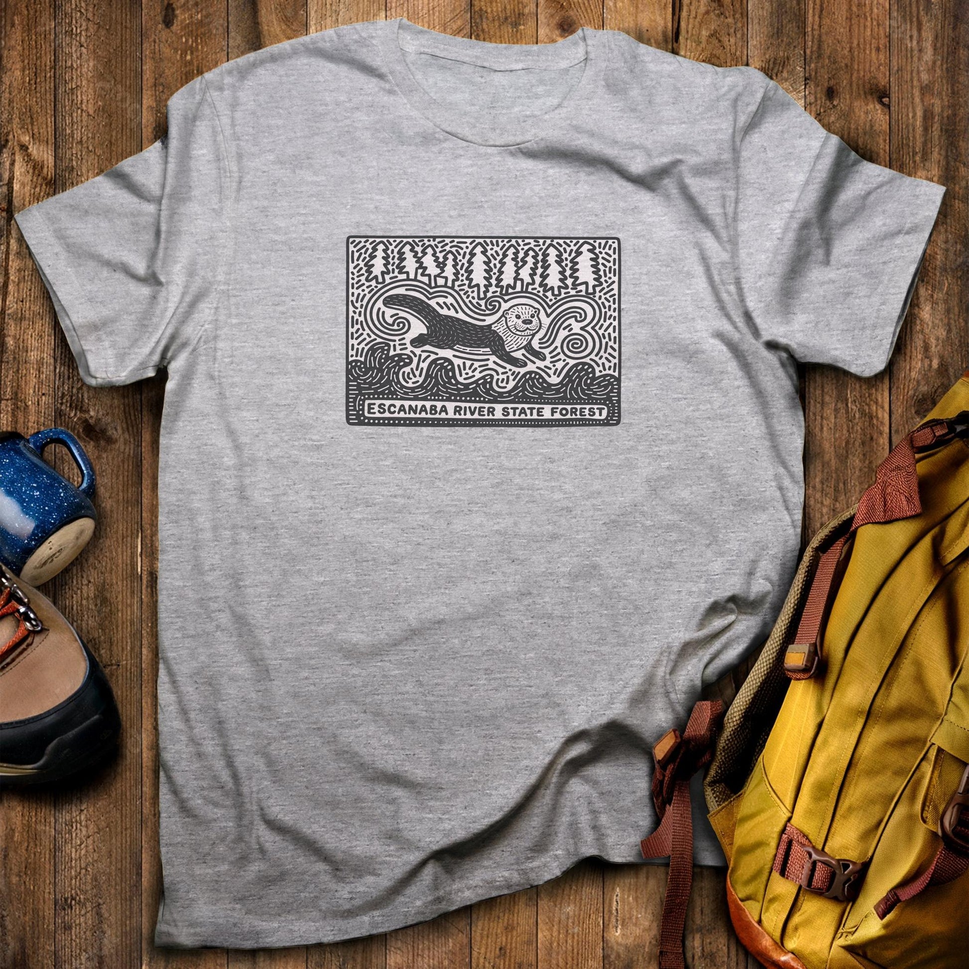 Escanaba River State Forest T-Shirt Sport Grey Adventure and Outdoors Themed T-Shirt