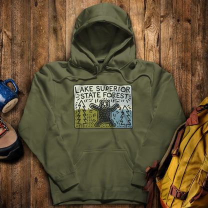 Lake Superior State Forest Hoodie Military Green Adventure and Outdoors Themed Hoodie