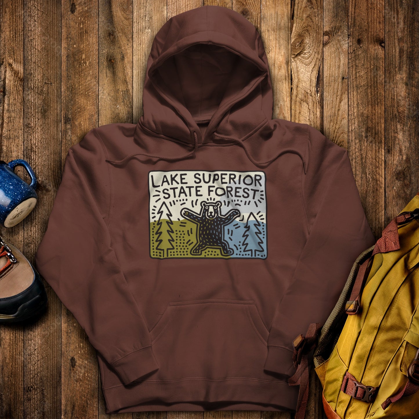 Lake Superior State Forest Hoodie Cocoa Adventure and Outdoors Themed Hoodie