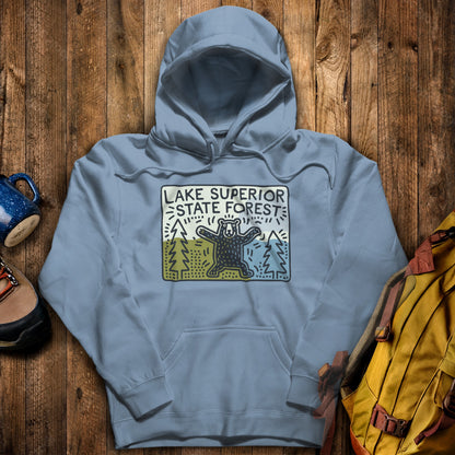 Lake Superior State Forest Hoodie Stone Blue Adventure and Outdoors Themed Hoodie