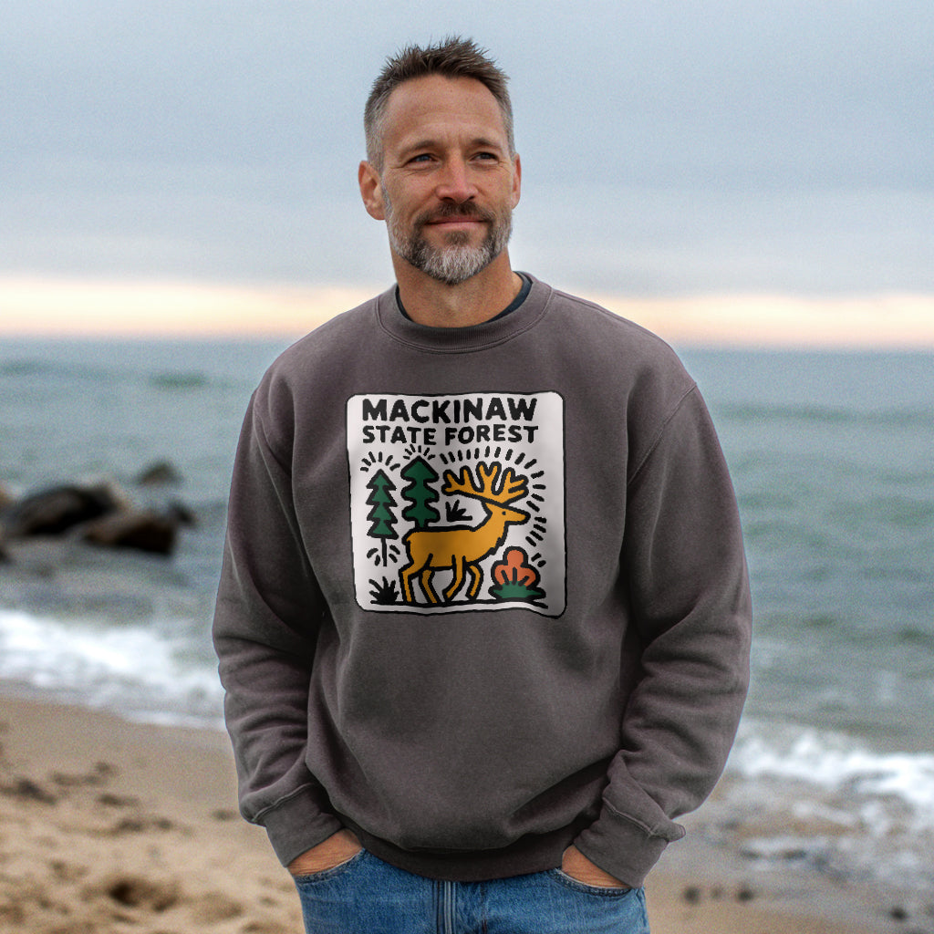 Mackinaw State Forest Crewneck Sweatshirt Adventure and Outdoors Themed Sweatshirt
