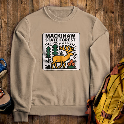 Mackinaw State Forest Crewneck Sweatshirt Sand Adventure and Outdoors Themed Sweatshirt