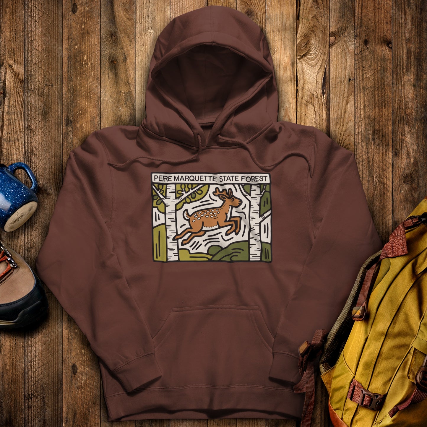 Pere Marquette State Forest Hoodie Cocoa Adventure and Outdoors Themed Hoodie