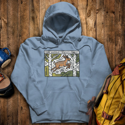 Pere Marquette State Forest Hoodie Stone Blue Adventure and Outdoors Themed Hoodie