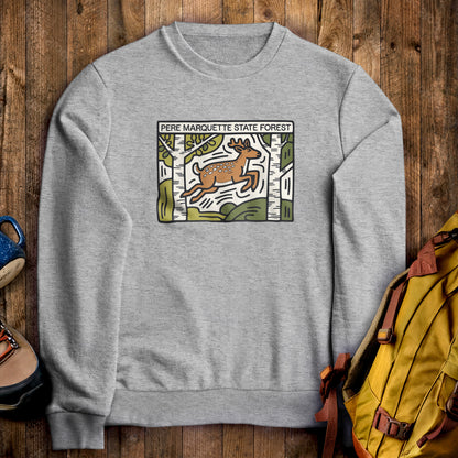 Pere Marquette State Forest Crewneck Sweatshirt Sport Grey Adventure and Outdoors Themed Sweatshirt