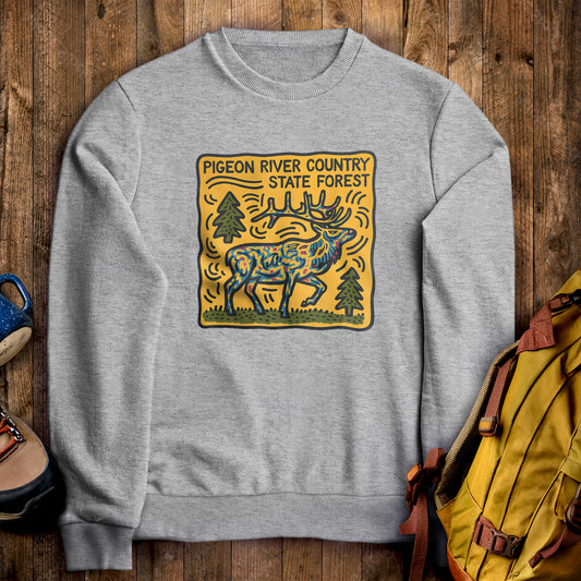 Pigeon River Country State Forest Crewneck Sweatshirt Sport Grey Adventure and Outdoors Themed Sweatshirt