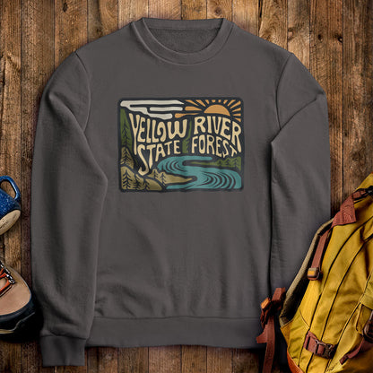 Yellow River State Forest Crewneck Sweatshirt Charcoal Adventure and Outdoors Themed Sweatshirt