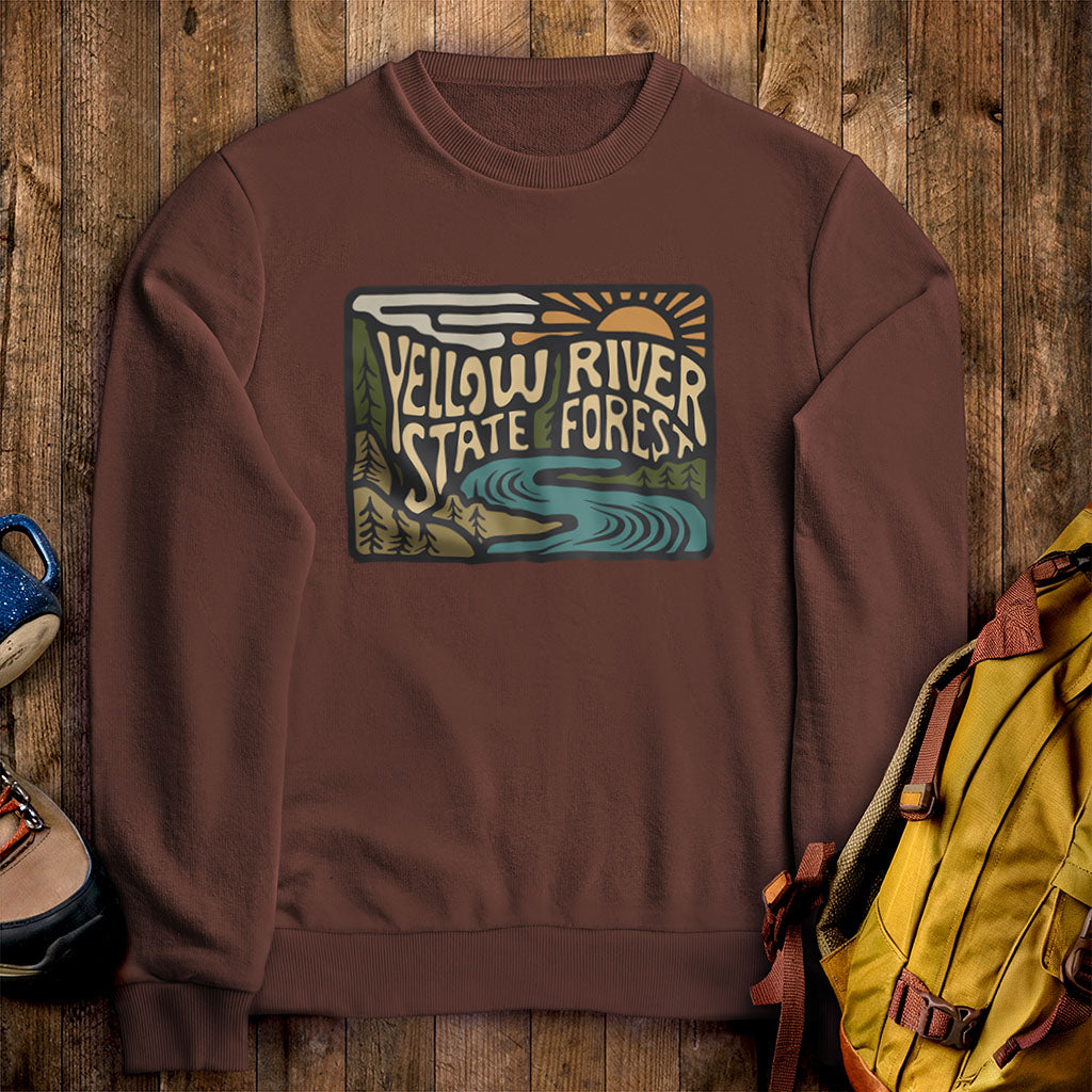 Yellow River State Forest Crewneck Sweatshirt Cocoa Adventure and Outdoors Themed Sweatshirt