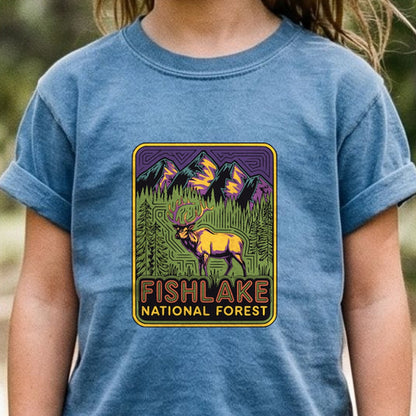 Fishlake National Forest Elk Kids Cotton T-Shirt