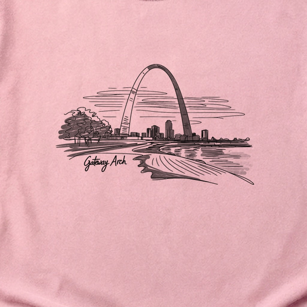 Gateway Arch Line Drawing Cotton T-Shirt