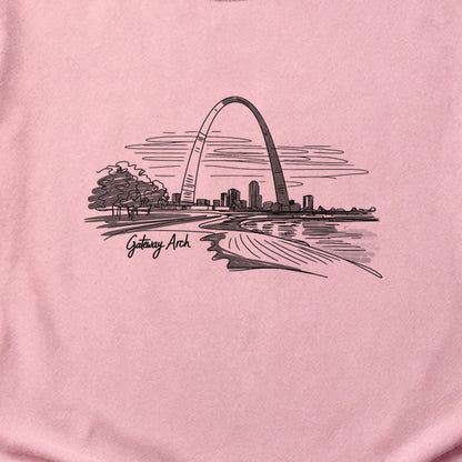 Gateway Arch Line Drawing Cotton T-Shirt