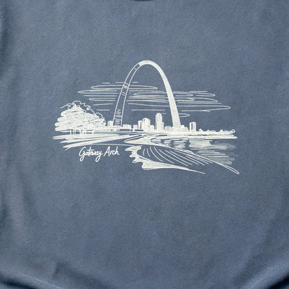 Gateway Arch Line Drawing Cotton T-Shirt