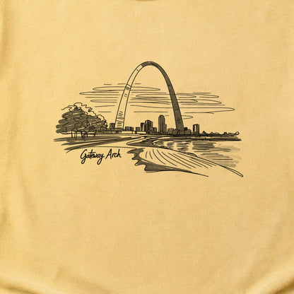 Gateway Arch Line Drawing Cotton T-Shirt