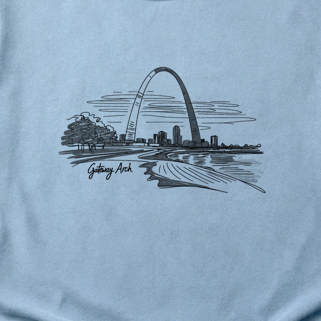 Gateway Arch Line Drawing Cotton T-Shirt