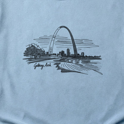 Gateway Arch Line Drawing Cotton T-Shirt