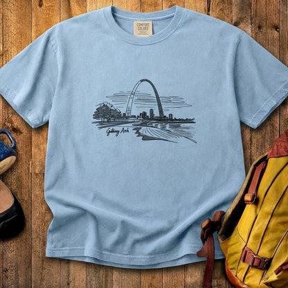 Gateway Arch Line Drawing Cotton T-Shirt