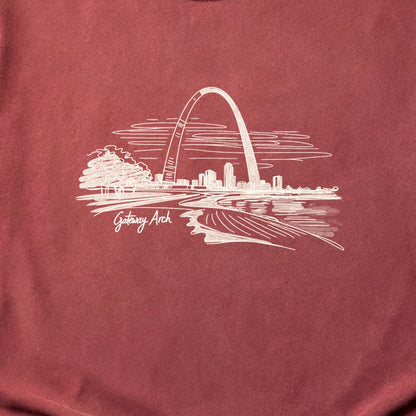 Gateway Arch Line Drawing Cotton T-Shirt