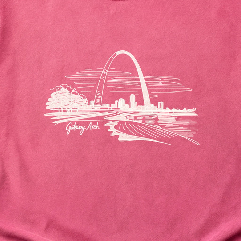 Gateway Arch Line Drawing Cotton T-Shirt