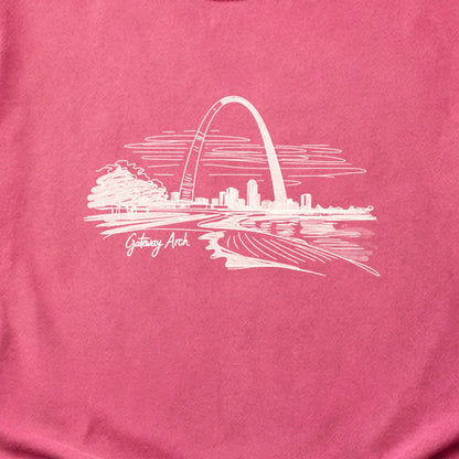 Gateway Arch Line Drawing Cotton T-Shirt