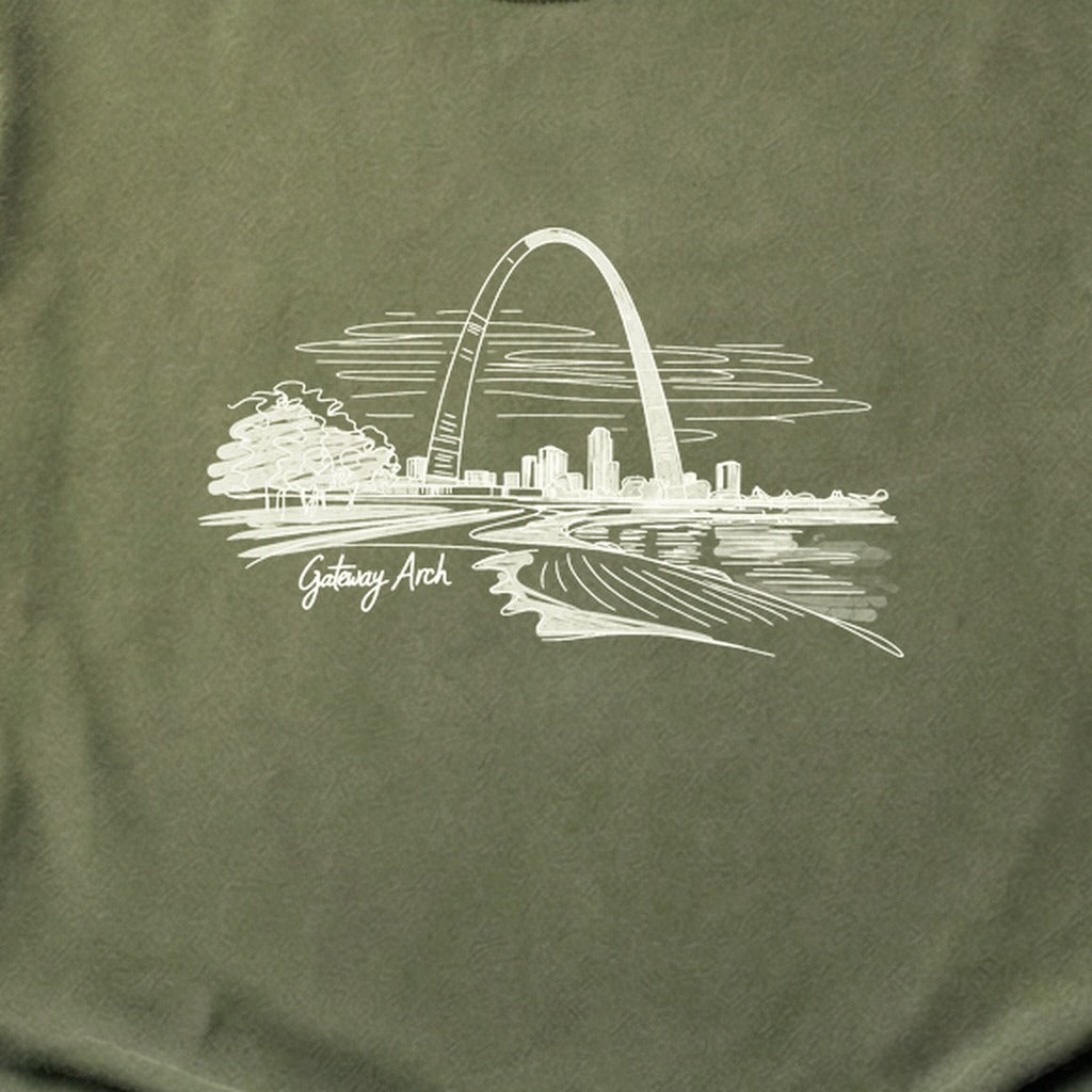 Gateway Arch Line Drawing Cotton T-Shirt