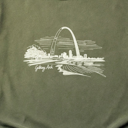 Gateway Arch Line Drawing Cotton T-Shirt