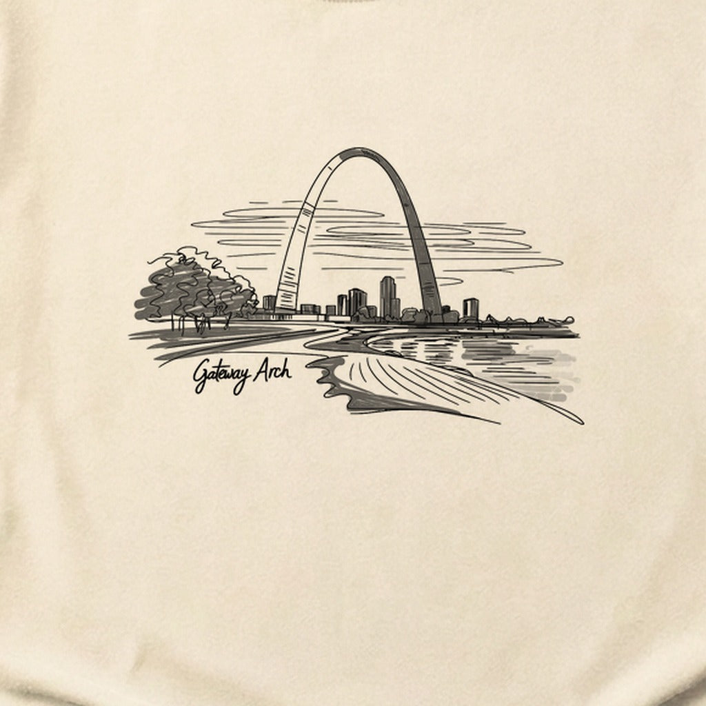 Gateway Arch Line Drawing Cotton T-Shirt