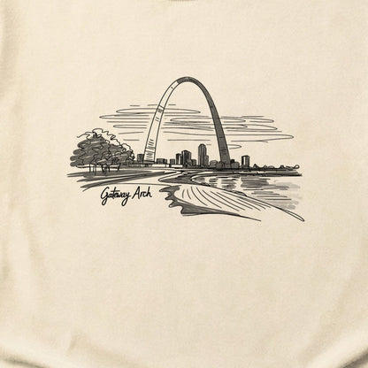 Gateway Arch Line Drawing Cotton T-Shirt