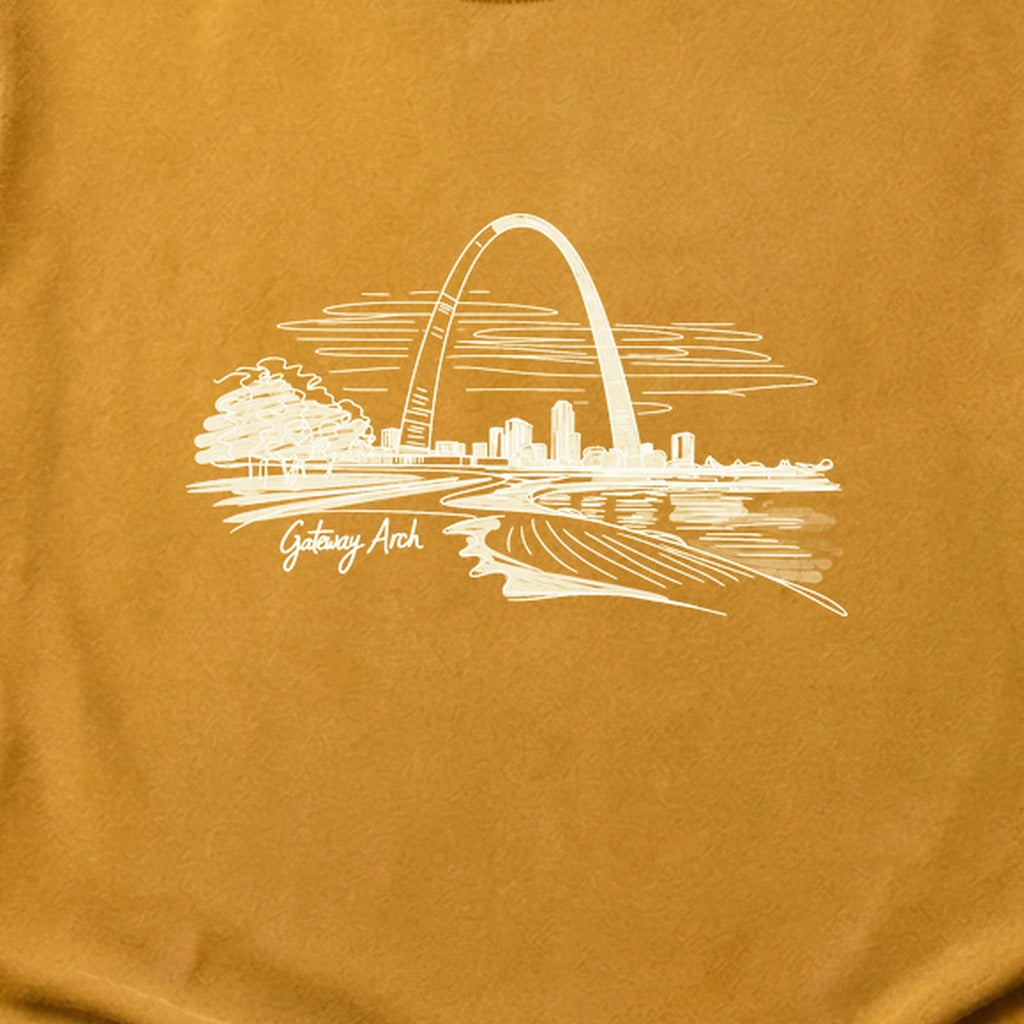 Gateway Arch Line Drawing Cotton T-Shirt