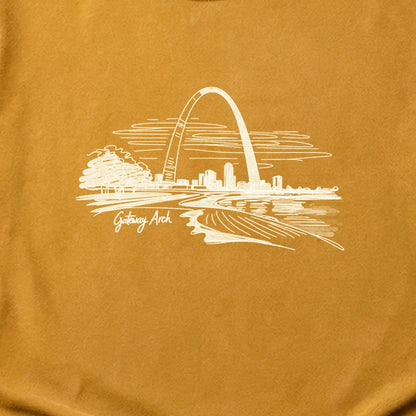 Gateway Arch Line Drawing Cotton T-Shirt
