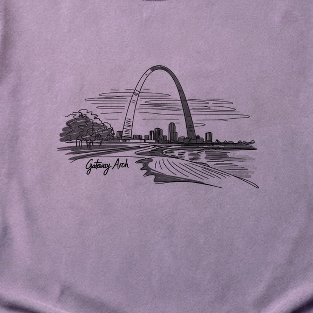 Gateway Arch Line Drawing Cotton T-Shirt