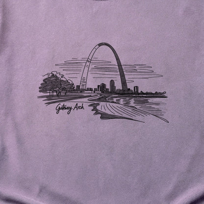 Gateway Arch Line Drawing Cotton T-Shirt