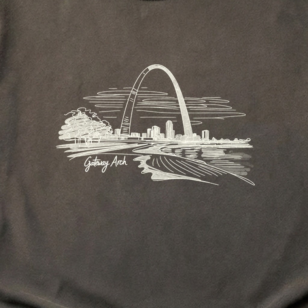 Gateway Arch Line Drawing Cotton T-Shirt