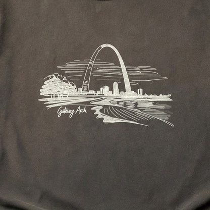 Gateway Arch Line Drawing Cotton T-Shirt