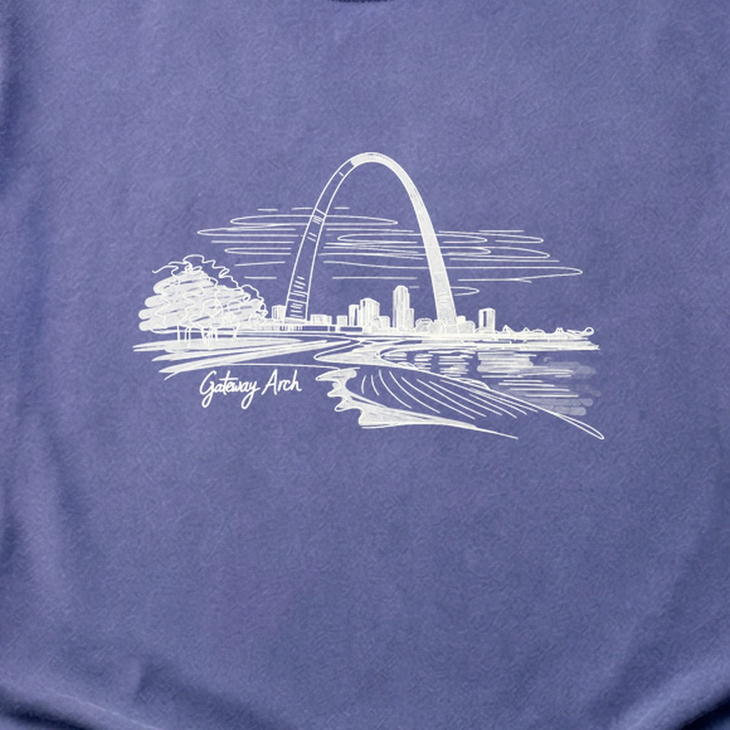 Gateway Arch Line Drawing Cotton T-Shirt