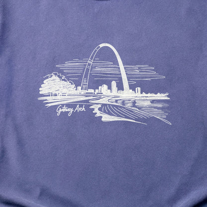 Gateway Arch Line Drawing Cotton T-Shirt
