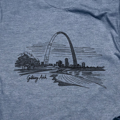Gateway Arch Line Drawing T-Shirt