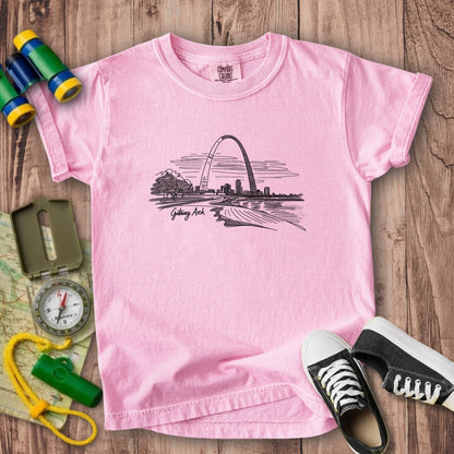 Gateway Arch Line Drawing Kids Cotton T-Shirt