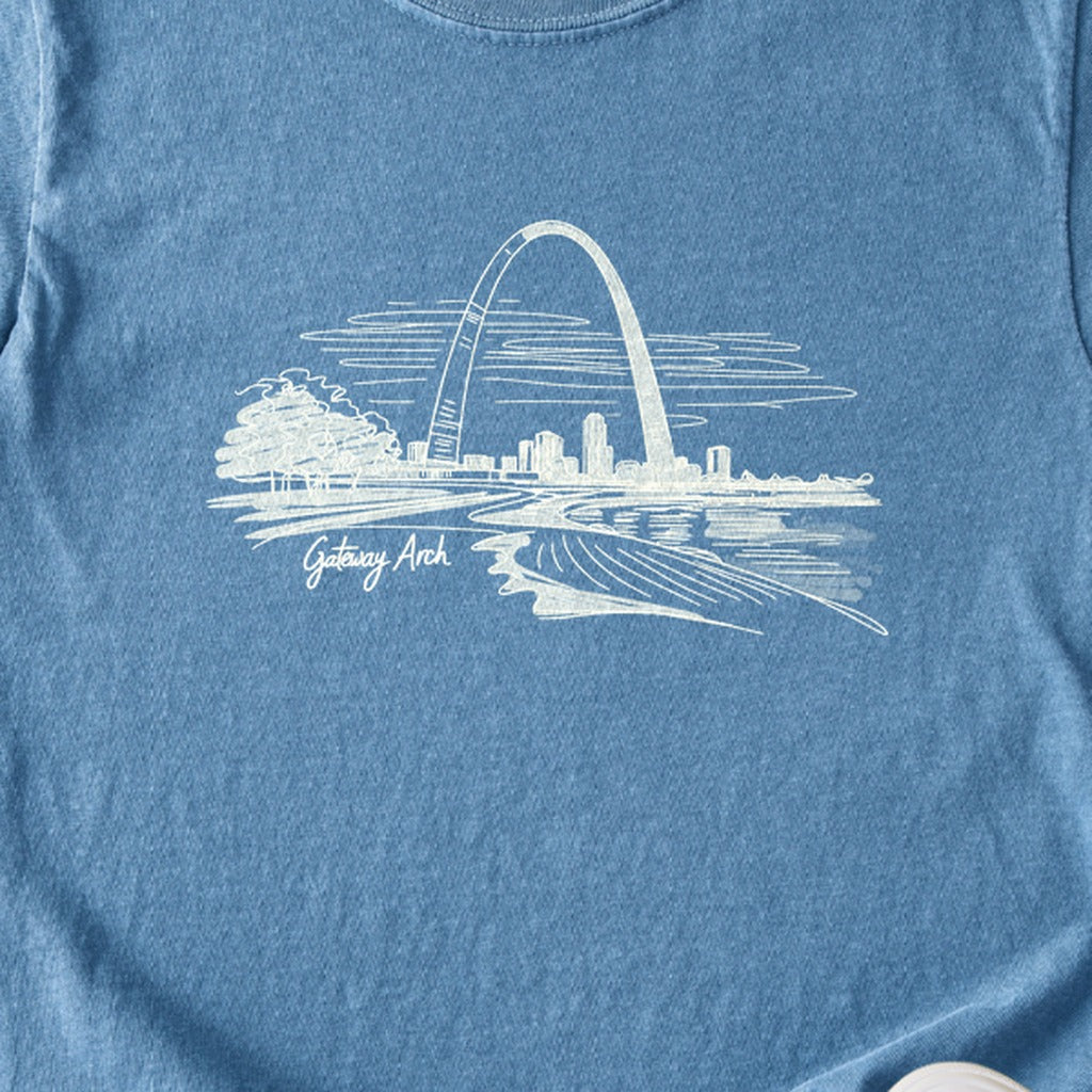 Gateway Arch Line Drawing Kids Cotton T-Shirt