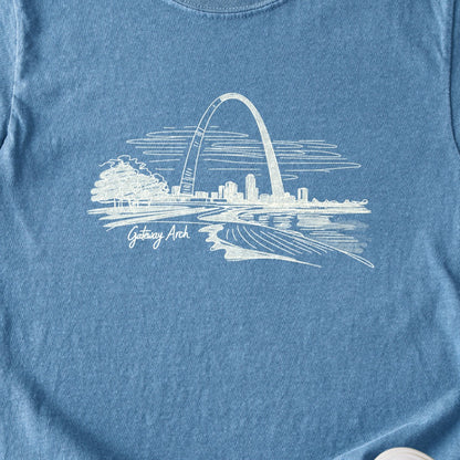 Gateway Arch Line Drawing Kids Cotton T-Shirt