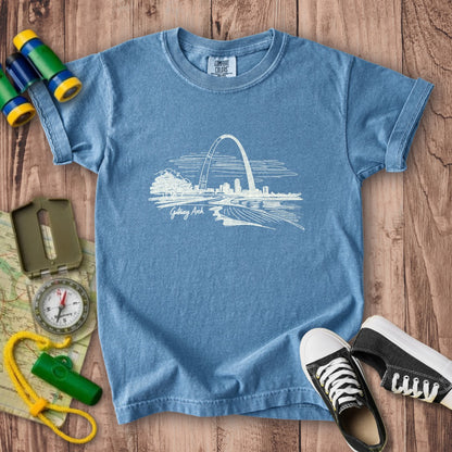 Gateway Arch Line Drawing Kids Cotton T-Shirt