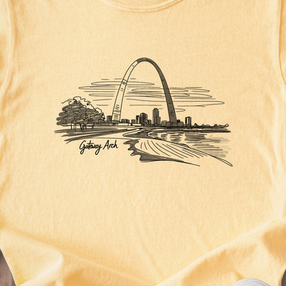 Gateway Arch Line Drawing Kids Cotton T-Shirt