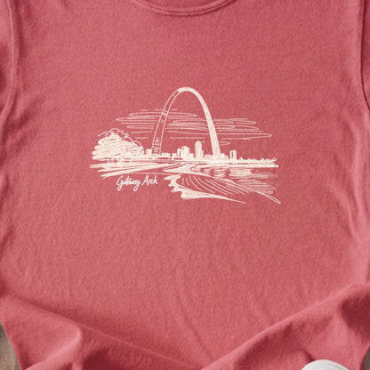 Gateway Arch Line Drawing Kids Cotton T-Shirt